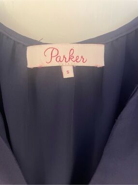 Parker Navy Blue Cold Shoulder Ruffle Long Sleeve Top size SMALL